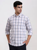 Light Purple Checked Slim Fit Casual Shirt | Greenfibre
