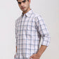 Light Purple Checked Slim Fit Casual Shirt | Greenfibre