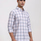 Light Purple Checked Slim Fit Casual Shirt | Greenfibre