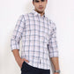 Light Purple Checked Slim Fit Casual Shirt | Greenfibre