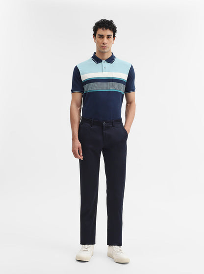 Navy Blue Solid Super Slim Fit Casual Trouser | Greenfibre