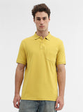Ochre Yellow Solid Regular Fit Polo T-Shirt | Greenfibre