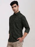 Green Printed Slim Fit Casual Shirt | Greenfibre