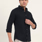 Navy Blue Solid Slim Fit Casual Shirt | Greenfibre