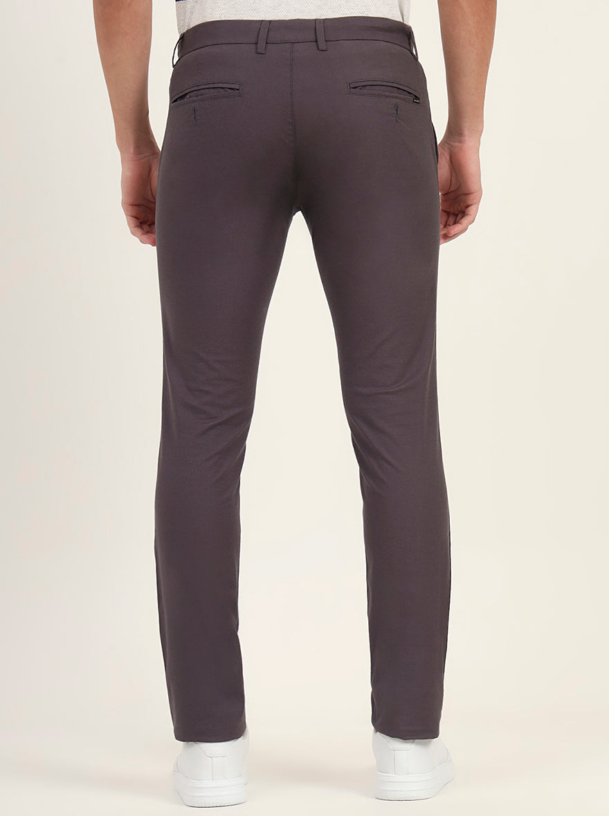 Grey Solid Super Slim Fit Casual Trouser | Greenfibre
