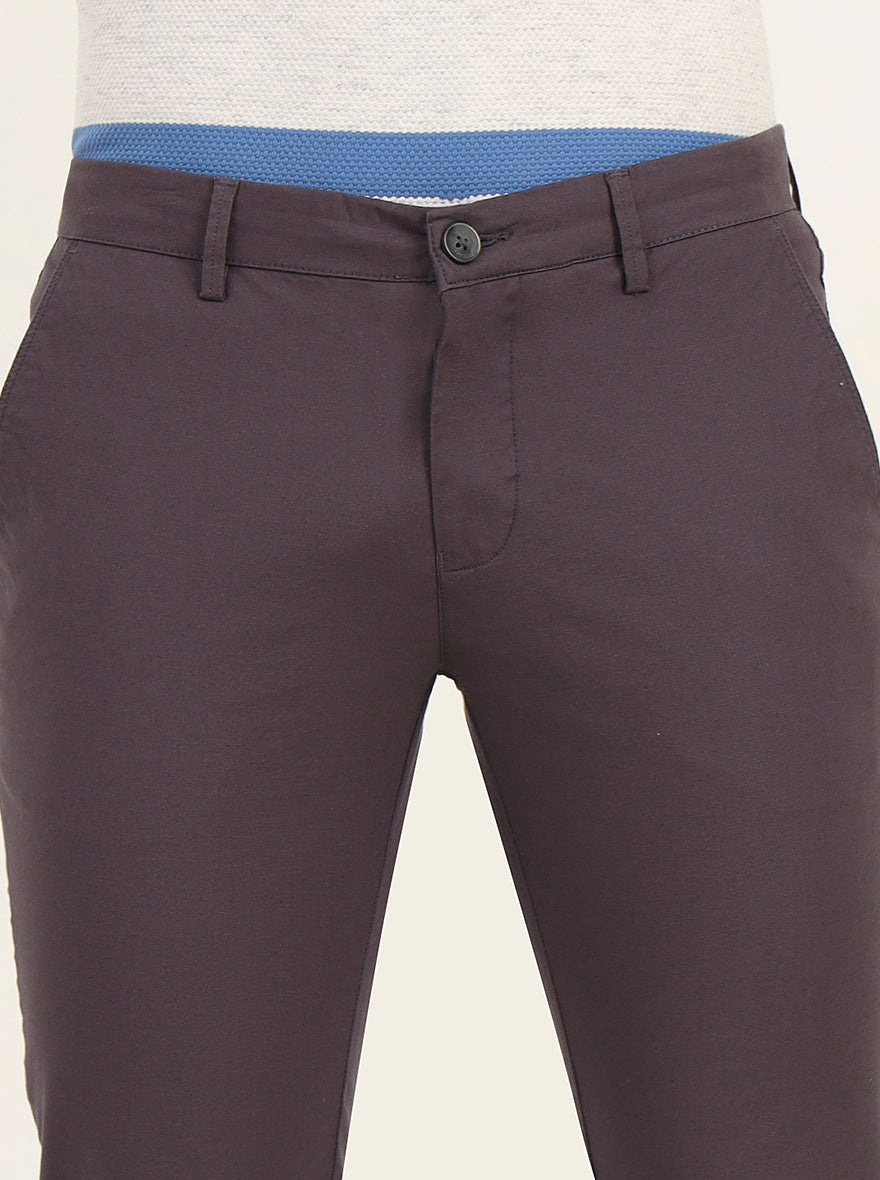 Grey Solid Super Slim Fit Casual Trouser | Greenfibre