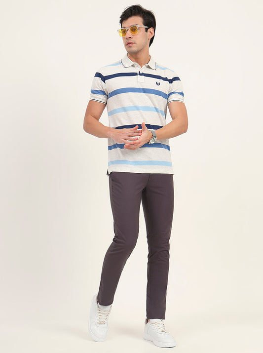 Grey Solid Super Slim Fit Casual Trouser | Greenfibre