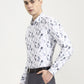 White & Grey Printed Slim Fit Party Wear Shirt | Greenfibre