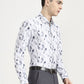 White & Grey Printed Slim Fit Party Wear Shirt | Greenfibre