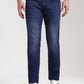 Dark Indigo Blue Washed Straight Fit Jeans | Greenfibre
