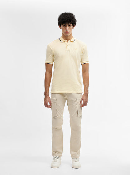 Pista Yellow Jacquard Slim Fit Polo T-Shirt | Greenfibre