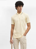 Pista Yellow Jacquard Slim Fit Polo T-Shirt | Greenfibre
