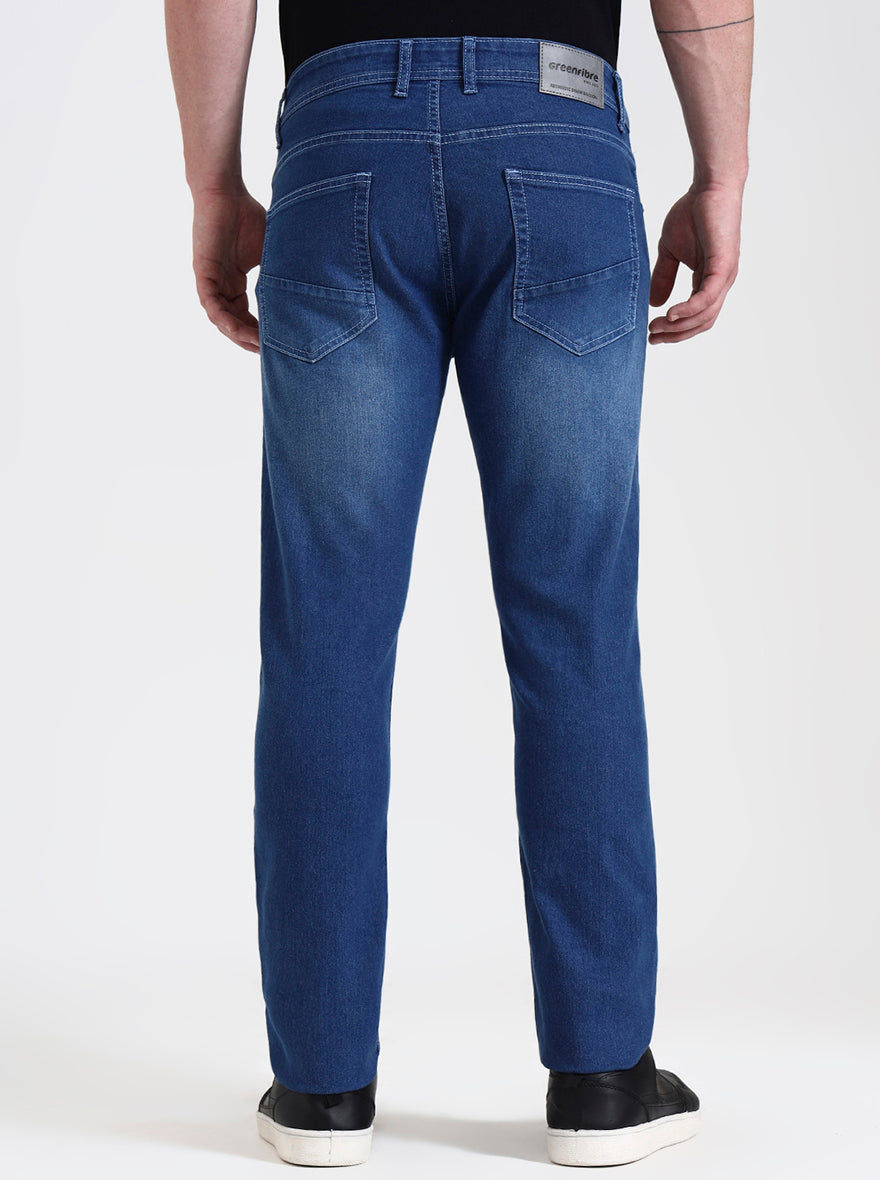 Dark Indigo Blue Washed Narrow Fit Jeans | Greenfibre
