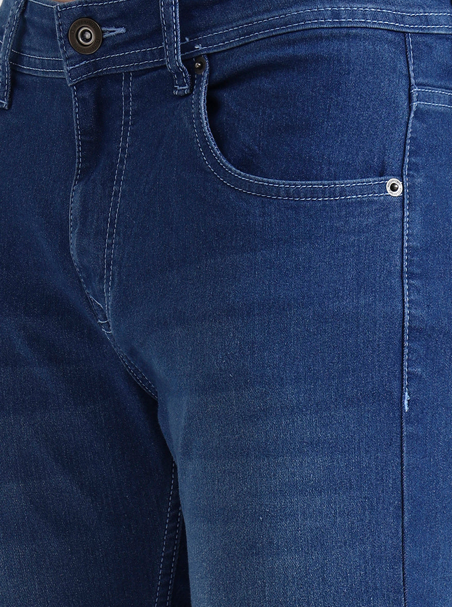 Dark Indigo Blue Washed Narrow Fit Jeans | Greenfibre