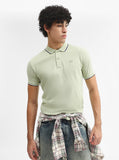 Pista Green Jacquard Slim Fit Polo T-Shirt | Greenfibre