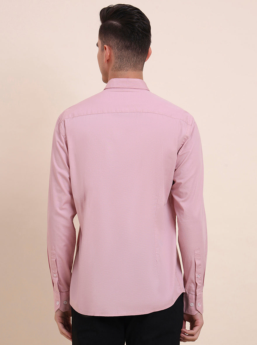 Onion Pink Solid Slim Fit Semi Casual Shirt | Greenfibre