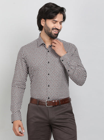 Black Printed Slim Fit Formal Shirt | JadeBlue Youth