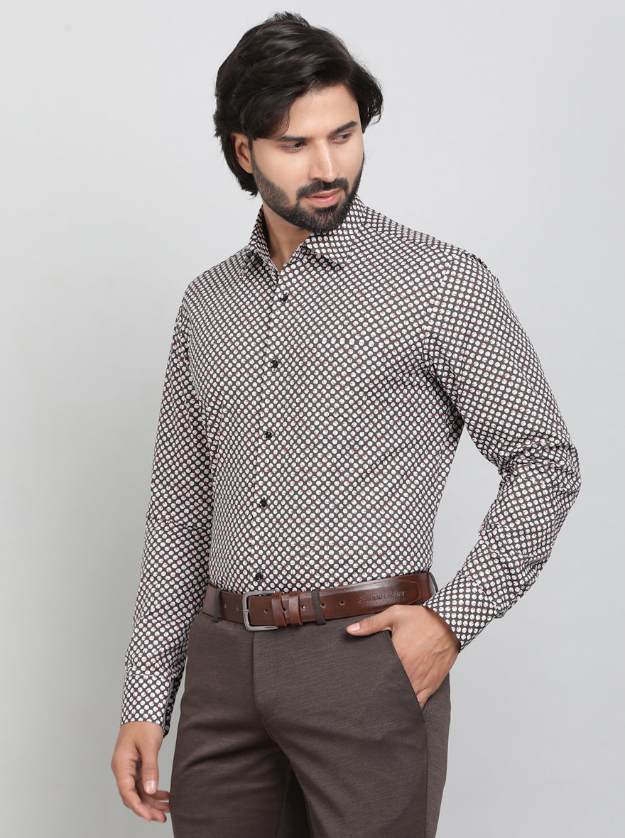 Black Printed Slim Fit Formal Shirt | JadeBlue Youth