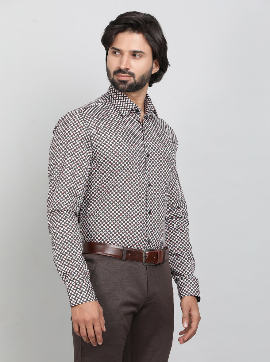 Black Printed Slim Fit Formal Shirt | JadeBlue Youth