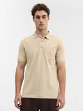Beige Solid Regular Fit Polo T-Shirt | Greenfibre