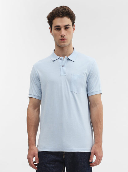 Sky Blue Solid Regular Fit Polo T-Shirt | Greenfibre