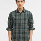 Olive Checked Slim Fit Casual Shirt | Greenfibre