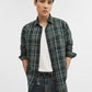 Olive Checked Slim Fit Casual Shirt | Greenfibre