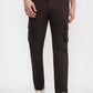 Dark Olive Brown Solid Slim Fit Cargo Pant | Greenfibre