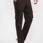 Dark Olive Brown Solid Slim Fit Cargo Pant | Greenfibre
