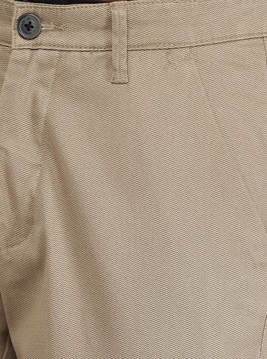 Beige Solid Neo Fit Casual Trouser | Greenfibre
