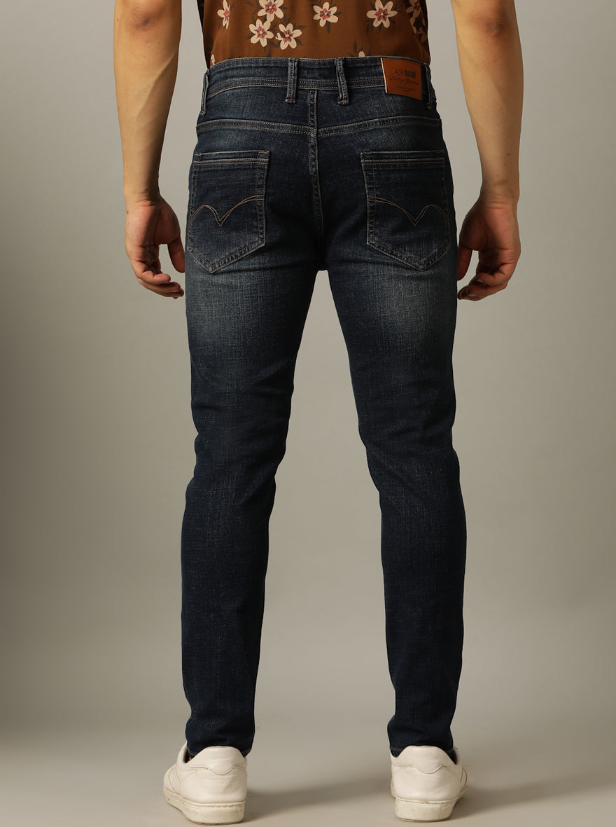 Dark Blue Washed Rider Fit Jeans | JadeBlue
