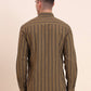 Olive Brown Striped Smart Fit Semi Casual Shirt | Greenfibre