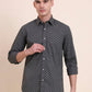 Dark Grey Printed Smart Fit Semi Casual Shirt | Greenfibre
