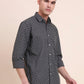 Dark Grey Printed Smart Fit Semi Casual Shirt | Greenfibre
