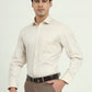 Cream Checked Regular Fit Formal Shirt | Greenfire