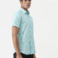 Sky Blue Printed Slim Fit Casual Shirt | Greenfibre