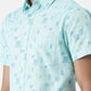 Sky Blue Printed Slim Fit Casual Shirt | Greenfibre