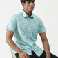 Sky Blue Printed Slim Fit Casual Shirt | Greenfibre