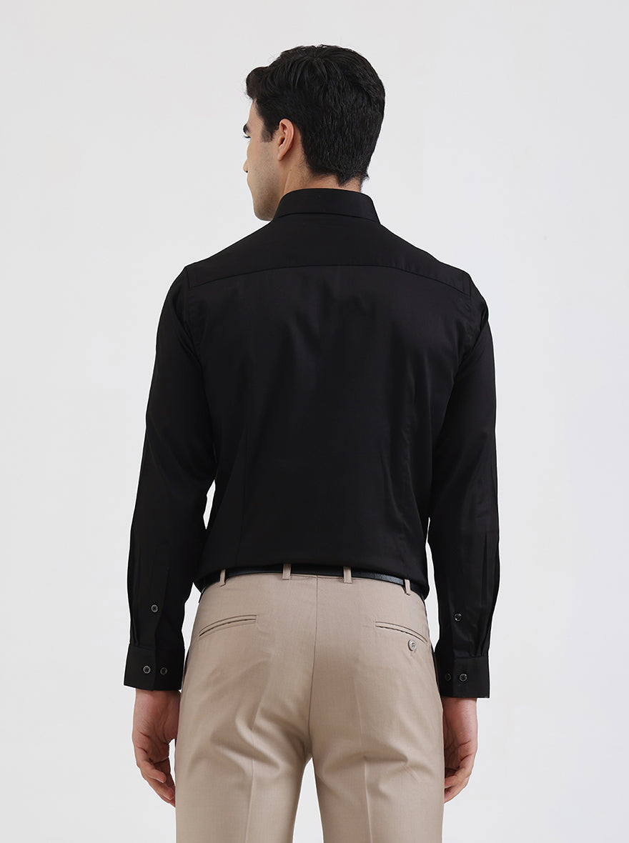 Black Solid Slim Fit Party Wear Shirt | Greenfibre