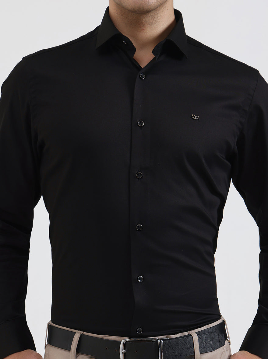 Black Solid Slim Fit Party Wear Shirt | Greenfibre