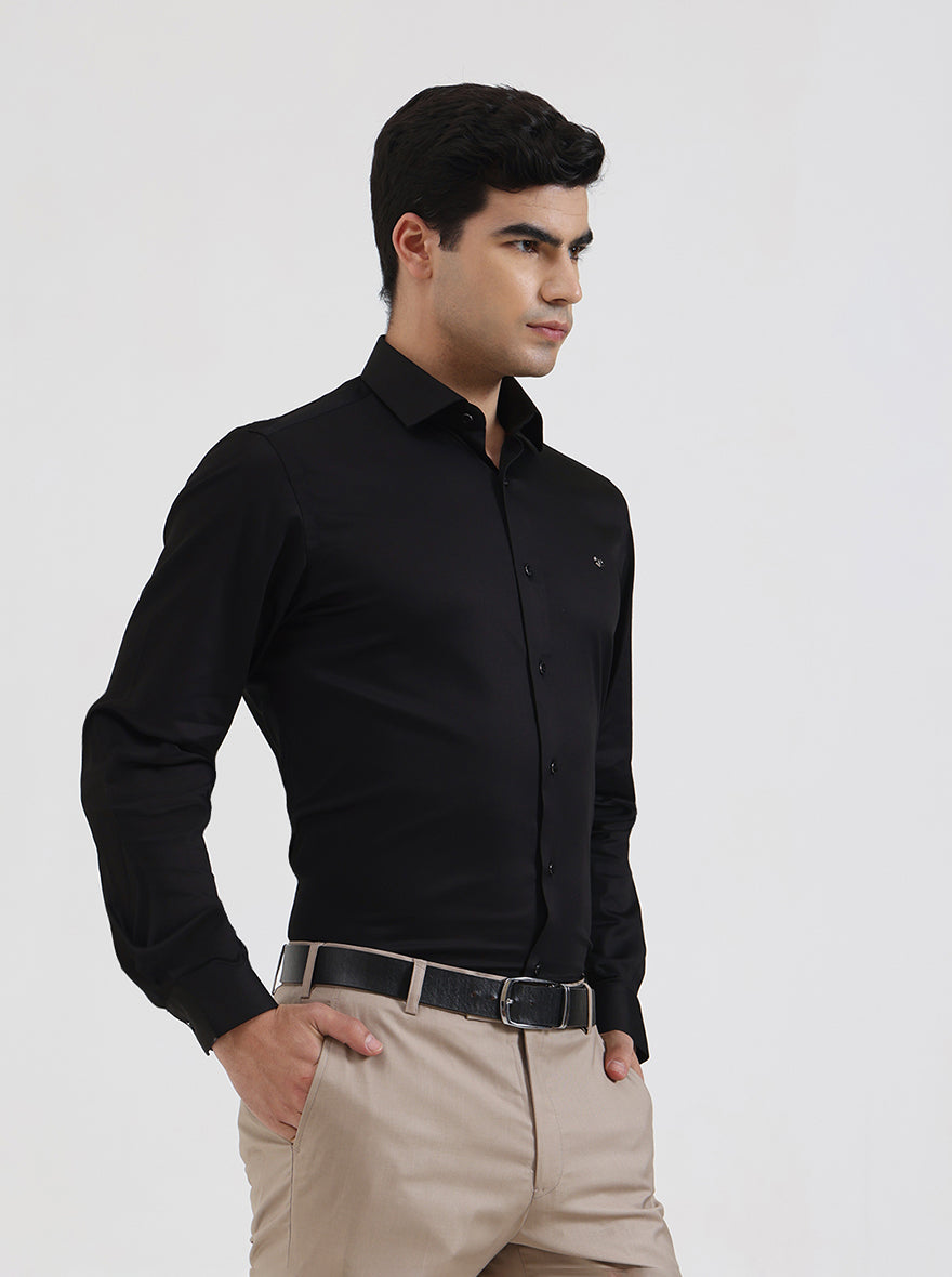 Black Solid Slim Fit Party Wear Shirt | Greenfibre