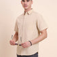 Beige Solid Slim Fit Casual Shirt | Greenfibre