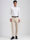 Fawn Checked Slim Fit Formal Trouser | Greenfibre