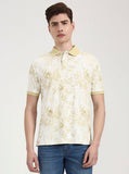 Lime Green Printed Slim Fit Polo T-Shirt | Greenfibre