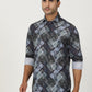 Blue Printed Slim Fit Party Wear Shirt | Greenfibre