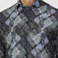 Blue Printed Slim Fit Party Wear Shirt | Greenfibre