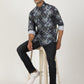 Blue Printed Slim Fit Party Wear Shirt | Greenfibre