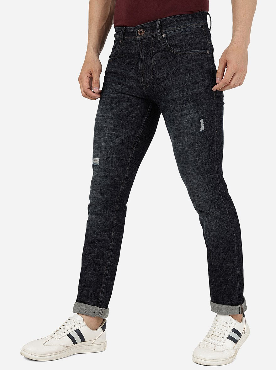 Blue Solid Narrow Fit Jeans | Greenfibre