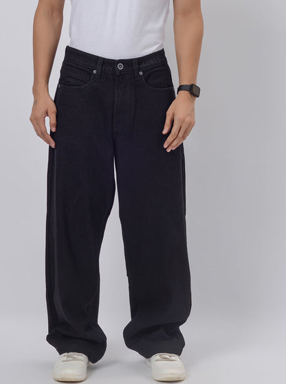 Raw Black Washed Relax Fit Baggy Denim | JadeBlue