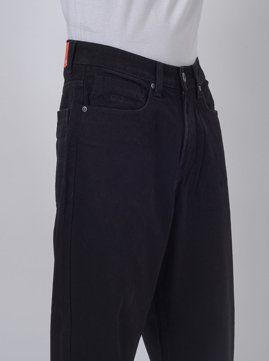 Raw Black Washed Relax Fit Baggy Denim | JadeBlue